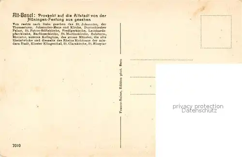 AK / Ansichtskarte Basel_BS Generalansicht von Alt Basel Basel_BS