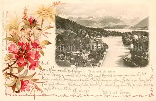 AK / Ansichtskarte Thun_BE Teilansicht und die Alpen Thun_BE