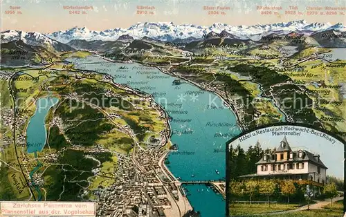 AK / Ansichtskarte Zuerichsee_ZH Panorama vom Pfannenstiel aus der Vogelschau Hotel Restaurant Hochwacht Zuerichsee ZH