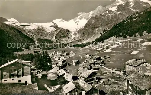 AK / Ansichtskarte Saas Fee Feegletscher Allalinhorn Alphubel Taeschhorn Dom und Lenzspitze Saas Fee