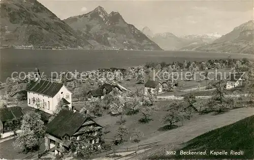 AK / Ansichtskarte Beckenried Kapelle Riedli Fliegeraufnahme Beckenried