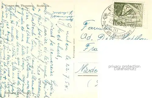 AK / Ansichtskarte Gunten_Thunersee_BE Panorama mit Stockhorn 