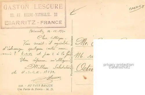 AK / Ansichtskarte Biarritz_Pyrenees_Atlantiques Gaston Lescure  Biarritz_Pyrenees