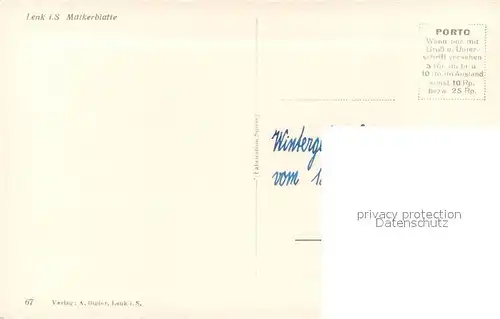 AK / Ansichtskarte Lenk_Simmental Muelkerblatte Lenk Simmental