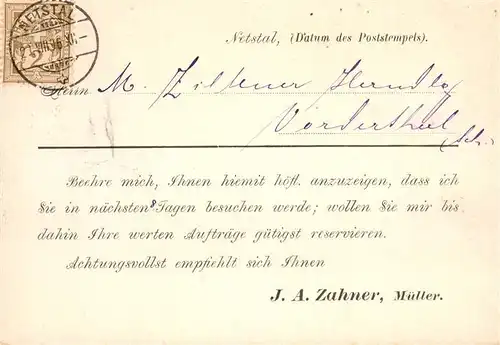 AK / Ansichtskarte Netstal Besuchsanzeige der Fa Zahner Netstal