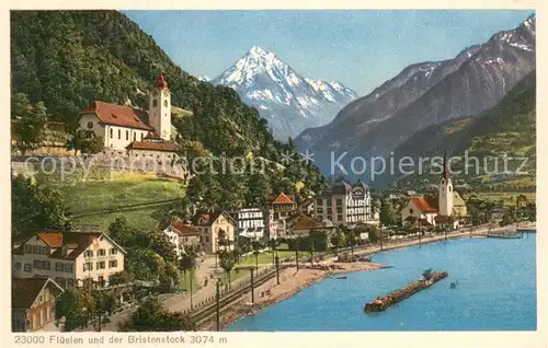 AK / Ansichtskarte Flueelen_UR Panorama Kirche Bristenstock Flueelen_UR