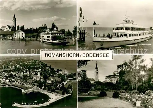 AK / Ansichtskarte Romanshorn_Bodensee Faehren Fliegeraufnahme Parkanlagen Romanshorn Bodensee