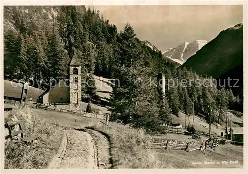 AK / Ansichtskarte Piz_Palue mit Kirche Santa Maria Alpen Piz_Palue