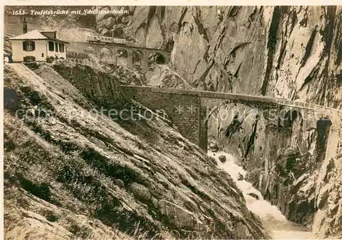 AK / Ansichtskarte Goeschenen_Goeschenen_UR Teufelsbruecke mit Schoellenenbahn Schlucht 