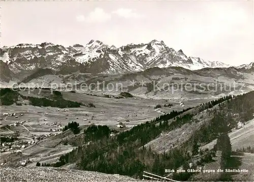 AK / Ansichtskarte Gais_AR Panorama Blick vom Gaebris gegen die Saentiskette Alpstein Appenzeller Alpen Gais_AR