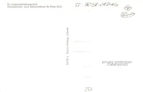 AK / Ansichtskarte St_Peter Ording Fliegeraufnahme Ev. Jugenderholungsdorf St_Peter Ording