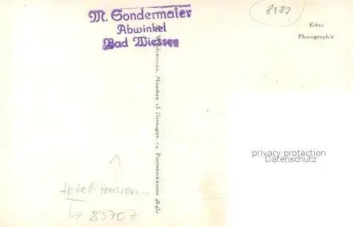 AK / Ansichtskarte Bad_Wiessee_Tegernsee Seeansicht und Pension Hotel M. Hondermaier Bad_Wiessee_Tegernsee