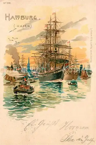 AK / Ansichtskarte Hamburg Hafen mit Schiffen Litho Glimmer Karte Hamburg