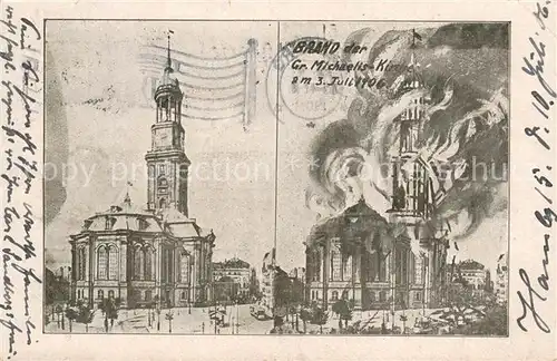 AK / Ansichtskarte Hamburg Brand der Michaelis Kirche Hamburg