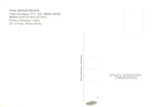 AK / Ansichtskarte Lido_di_Savio Hotel Asiago Beach Lido_di_Savio