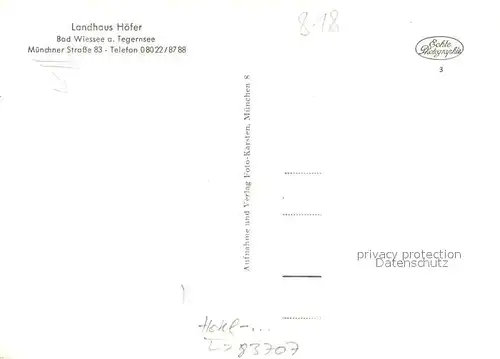 AK / Ansichtskarte Bad_Wiessee_Tegernsee Landhaus Hoefer Bad_Wiessee_Tegernsee