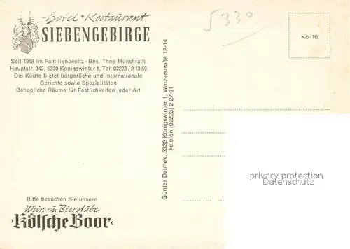 AK / Ansichtskarte Koenigswinter Hotel Restaurant Siebengebirge Koenigswinter