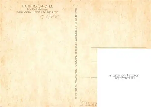 AK / Ansichtskarte Adenau Bahnhofs Hotel Aussenansicht Adenau