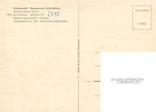 AK / Ansichtskarte Sulz_Neckar Hoehencafe Schoenblick Aussenansicht Sulz Neckar