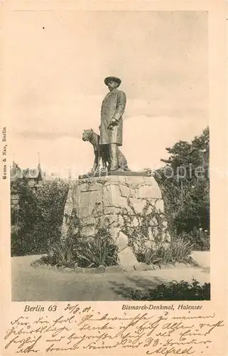 AK / Ansichtskarte Grunewald_Berlin Bismarck Denkmal Halensee Grunewald Berlin
