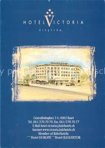 AK / Ansichtskarte Basel_BS Hotel Victoria Aussenansicht Basel_BS