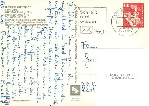 AK / Ansichtskarte Bad_Fuessing Fliegeraufnahme Kurheim Lindenhof Innen  und Aussenansichten Bad_Fuessing