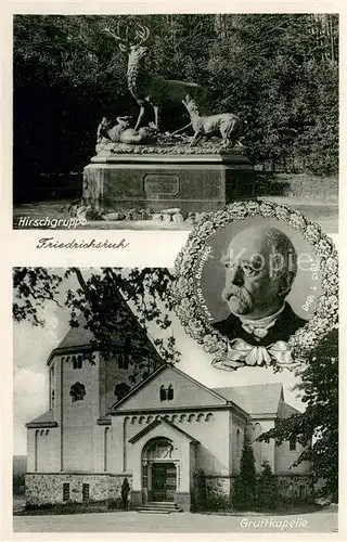 AK / Ansichtskarte Friedrichsruh_Aumuehle Hirschgruppe und Gruftkapelle m. Fuerst Otto v. Bismarck Friedrichsruh_Aumuehle