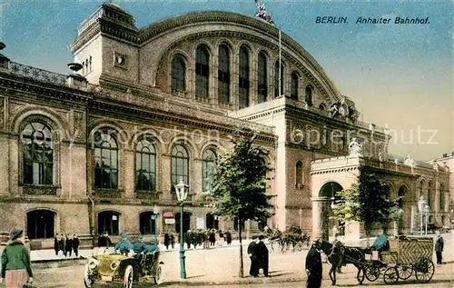 AK / Ansichtskarte Kreuzberg_Berlin Anhalter Bahnhof m. Einspanner u. Verkehr Kreuzberg Berlin
