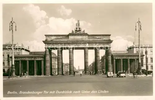 AK / Ansichtskarte Berlin Brandenburger Tor m. Durchblick nach unter den Linden Feldpost Berlin