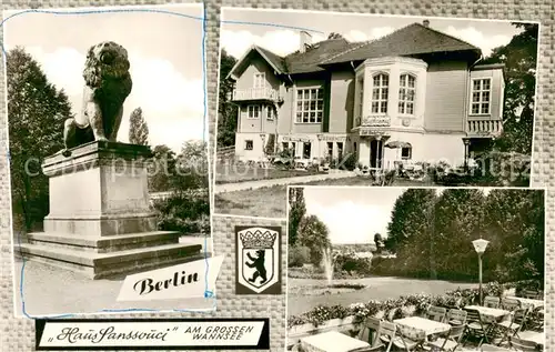 AK / Ansichtskarte Wannsee Restaurant Haus Sanssouci Aussenansicht und Terrasse Wannsee