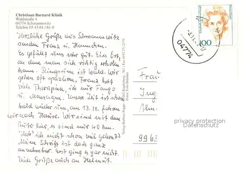 AK / Ansichtskarte Schmannewitz Christiaan Barnard Klinik Teilansichten Schmannewitz