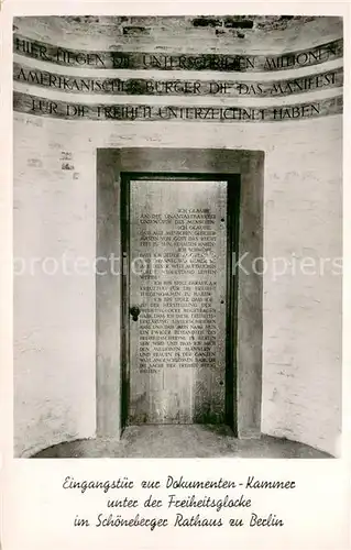 AK / Ansichtskarte Schoeneberg_Berlin einganstuer zur Dokumentenkammer unter der Freiheitsglocke im Rathaus Schoeneberg Berlin