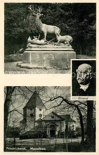 AK / Ansichtskarte Friedrichsruh_Aumuehle Hirschgrppe Denkmal und Mausoleum Friedrichsruh_Aumuehle