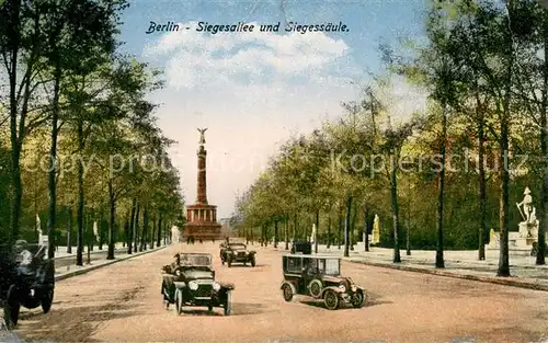 AK / Ansichtskarte Berlin Siegesallee mit Siegessaeule und Autos Berlin