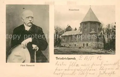 AK / Ansichtskarte Friedrichsruh_Aumuehle Fuerst Bismarck und Mausoleum Aussenansicht Friedrichsruh_Aumuehle