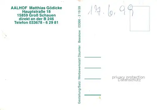 AK / Ansichtskarte Gross_Schauen Gasthof Aalhof Gross Schauen