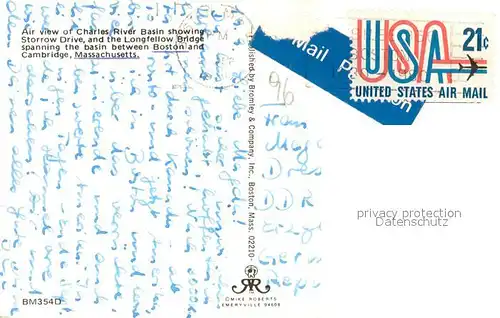 AK / Ansichtskarte Boston_Massachusetts Air view of Charles River Basin showing Storrow Drive and the Longfellow Bridge 