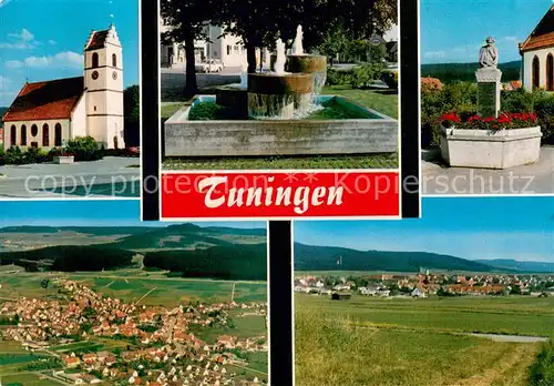 AK / Ansichtskarte Tuningen Kirche Brunnen Fliegeraufnahme Panorama Tuningen