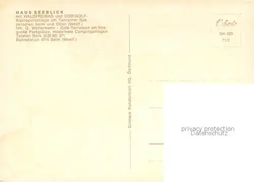AK / Ansichtskarte Selm Haus Seeblick mit Waldfreibad und Cobigolf Kleinsportanlage am Ternscher See Selm