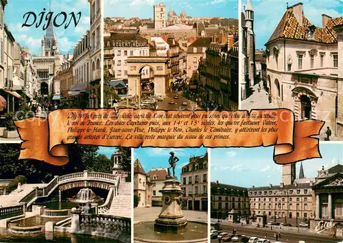 AK / Ansichtskarte Dijon_21 La rue Musette et leglise Notre Dame La porte Guillaume Hotel de Vogue Les jardins Darcy 