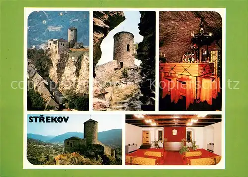 AK / Ansichtskarte Strekov Byvala obec a statni hrad dires souast Usti nad Labem Goticky hrad Strekov