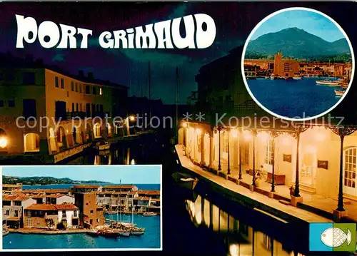 AK / Ansichtskarte Port_Grimaud Cite lacustre realisee par Etige et Manera SA Vue de nuit Port Grimaud