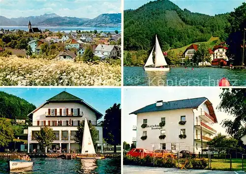 AK / Ansichtskarte Weyregg_Attersee Panorama Pension Staudinger Segelpartie Weyregg Attersee