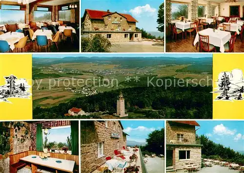 AK / Ansichtskarte Arnshausen Wittelsbacher Jubilaeumsturm Gastraeume Fliegeraufnahme Terrassen Arnshausen