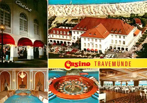 AK / Ansichtskarte Travemuende_Ostseebad Fliegeraufnahme d. Casino m. Innenansichten Travemuende_Ostseebad