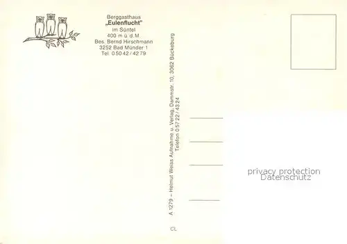 AK / Ansichtskarte Bad_Muender Berggasthaus Eulenflucht im Suentel Gastraeume Freiterrasse Bad_Muender