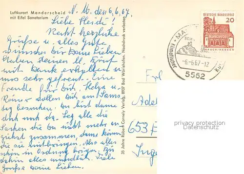 AK / Ansichtskarte Manderscheid_Eifel Teilansichten m. Eifel Sanatorium Manderscheid Eifel