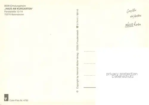 AK / Ansichtskarte Baiersbronn_Schwarzwald Haus am Kurgarten Aussenansicht Baiersbronn Schwarzwald