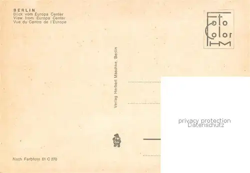 AK / Ansichtskarte Berlin Blick vom Europa Center Berlin