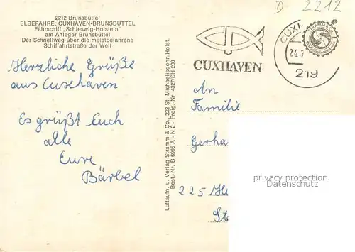 AK / Ansichtskarte Brunsbuettel Elbefaehre Cuxhafen Brunsbuettel Faehrschiff Schleswig Holstein am Anleger Brunsbuettel Fliegeraufnahme Brunsbuettel